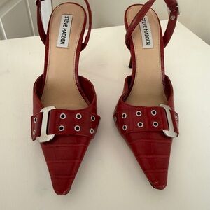Steve Madden Red Buckle Heels